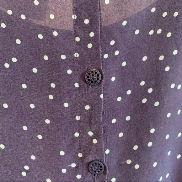 Anthropologie Maeve Navy Ruffle Sleeve Blouse Silk - Picture 4 of 7